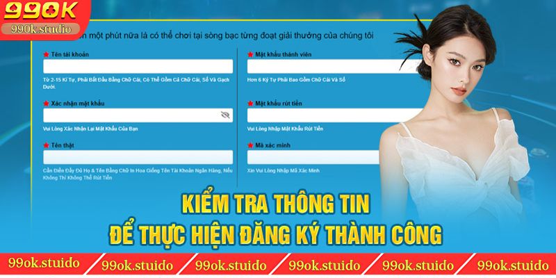 Kiểm tra thông tin để thực hiện đăng ký thành công